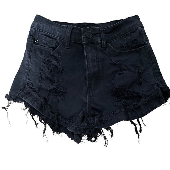 KanCan ~ Black Denim Cut off Shorts ~ size 24 - Picture 1 of 9